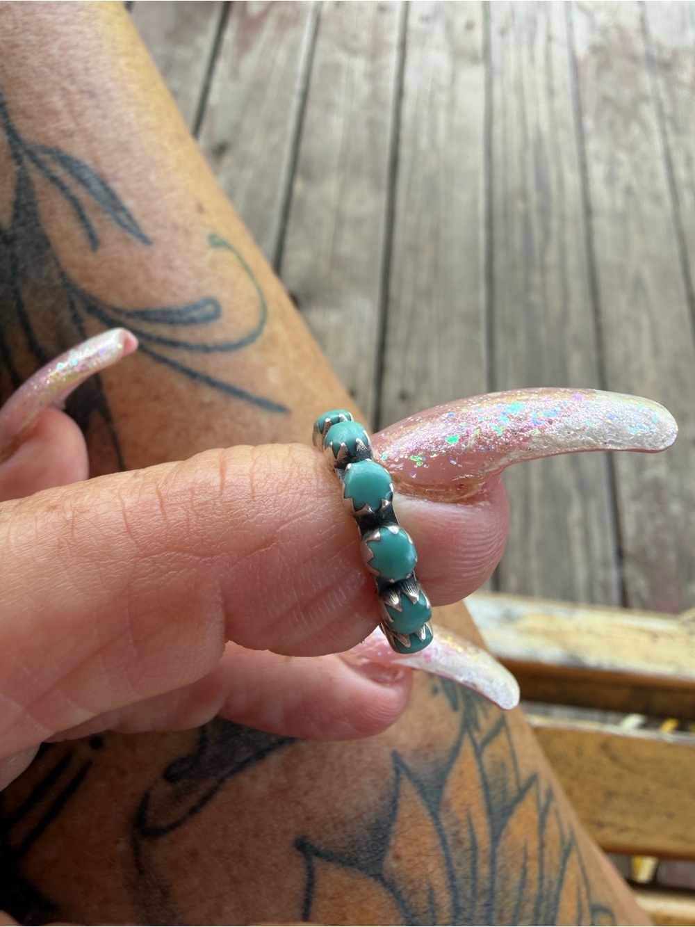 Anniversary band sz 5 Turquoise Sterling-Band Ring